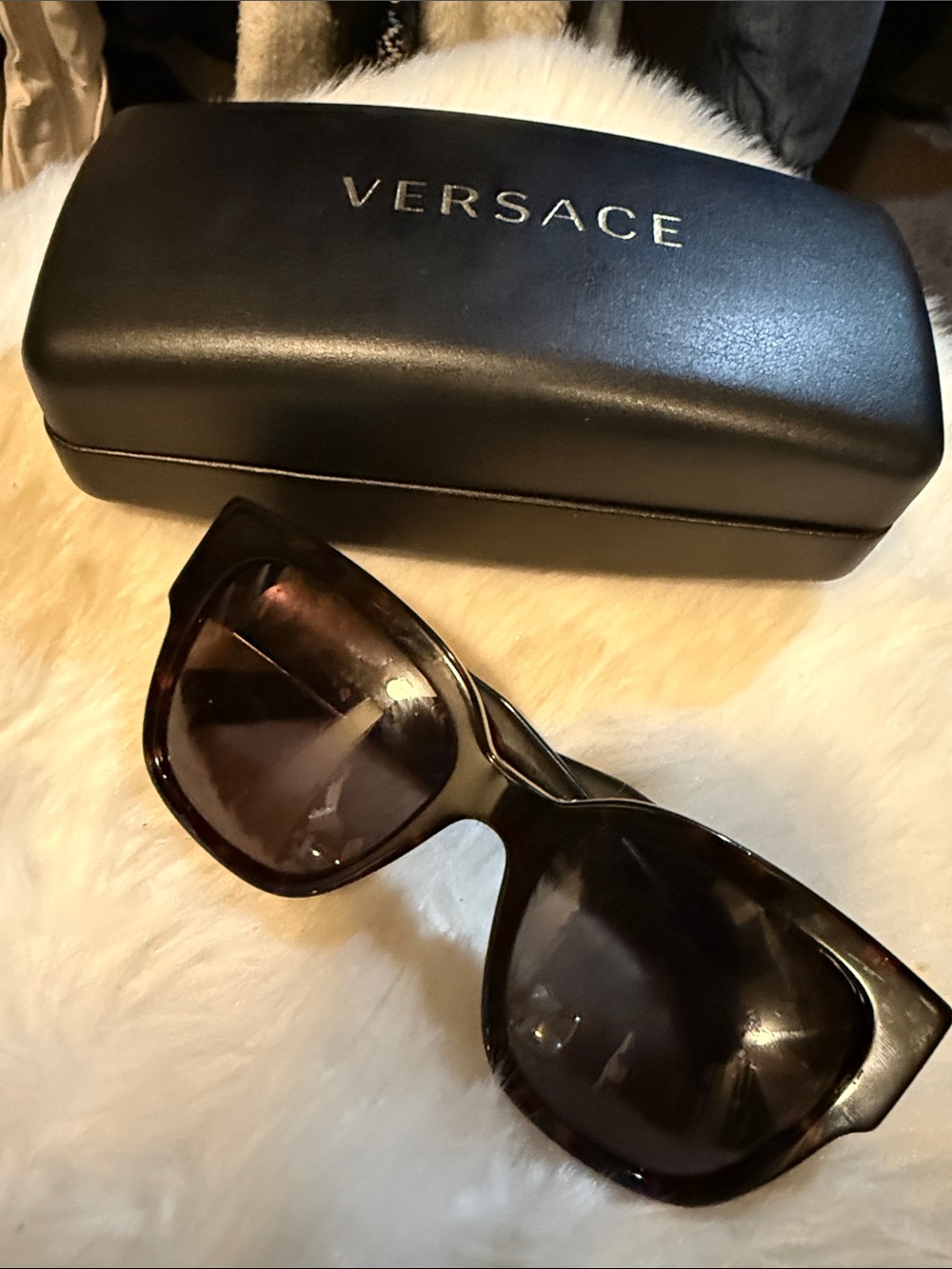 New Versace Black and Gold Medusa sunglasses with Case